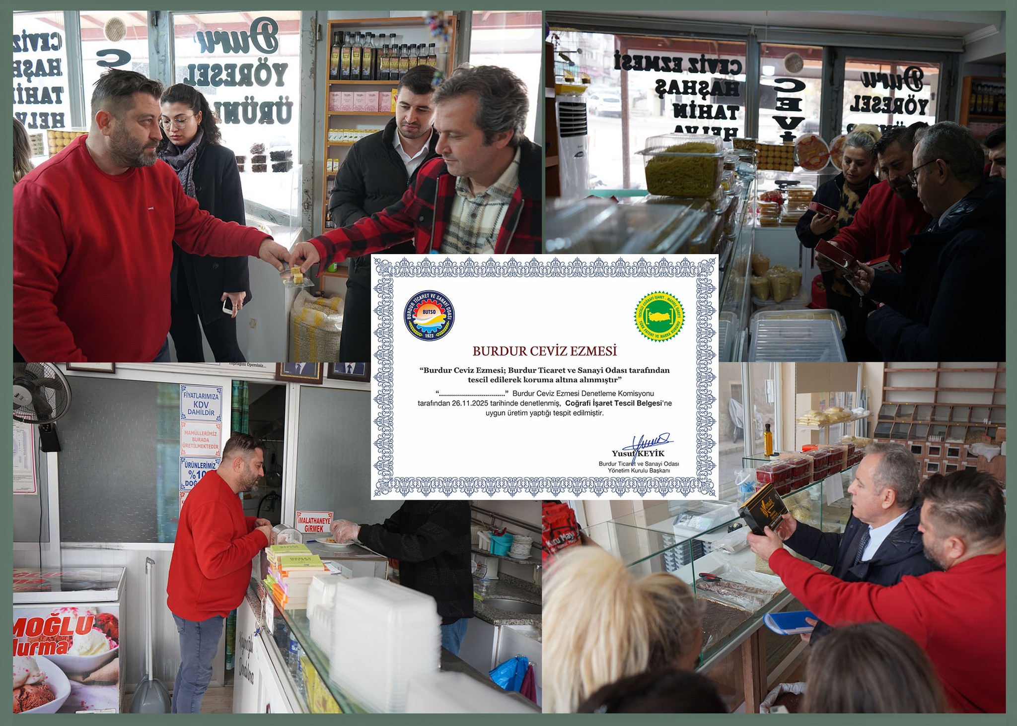 Kent merkezindeki Burdur Ceviz Ezmesi satış mağazalarına Coğrafi İşaret denetimi gerçekleştirildi.